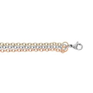 Bracelet en acier chaîne triple maille forçat 3 tons 16+3cm