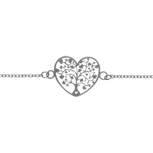 Bracelet acier coeur arbre de vie decoupe 18mm réglable 16 à 19cm