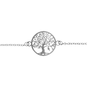 Bracelet acier rond arbre de vie decoupe 16mm réglable 16 à 19cm
