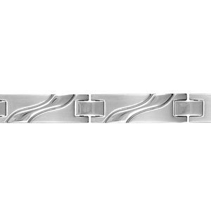 Bracelet en acier avec motif ondulé sur les maillons – longueur 19,5cm + 1,5cm réglable par double fermoir
