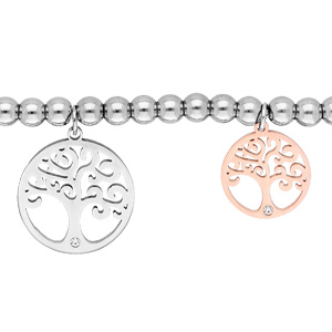 Bracelet en acier boule avec pampilles arbre de vie 17+3cm