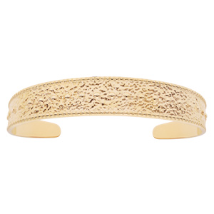 Bracelet jonc en acier et PVD jaune effet martelé 60*50mm