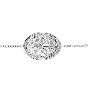 Bracelet en acier chaîne avec pastille ovale avec étoile 16+3cm