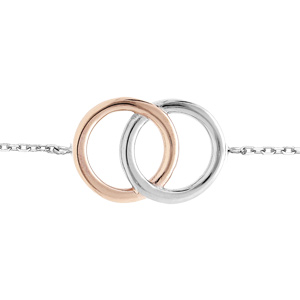 Bracelet en acier et PVD rose chaîne avec double cercles 16+3cm