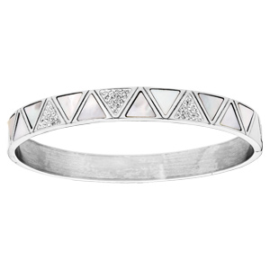 Bracelet en acier articulé avec effet nacre blanche et strass
