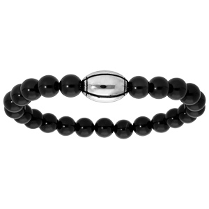 Bracelet élastique perles avec ballon de rugby à graver