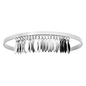 Bracelet jonc en acier avec frange pampilles ovales