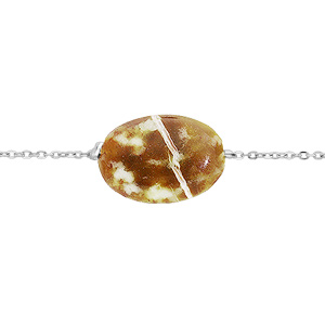 Bracelet en acier chaîne avec pierre naturelle Serpentine (calme & responsabilité) 15+3cm