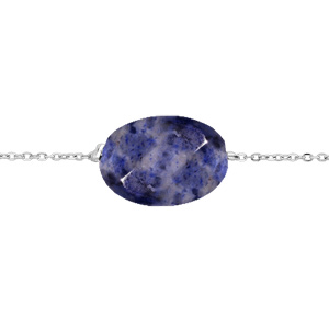 Bracelet en acier chaîne avec pierre naturelle Dumortiérite (sagesse & intuition) 15+3cm