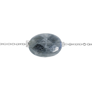 Bracelet en acier chaîne avec pierre naturelle Labradorite (amitié & intuition) 15+3cm
