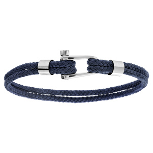 Bracelet en acier et cordon bleu fermoir visse 19,5cm