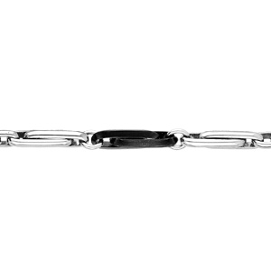 Bracelet en acier et PVD noir longs maillons rectangulaires arrondis 18+3cm