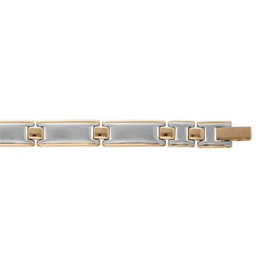 Bracelet en acier et PVD jaune maille rectangulaire 21,5cm réglable