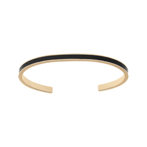 Bracelet jonc en acier et PVD doré rigide largeur 4mm diamètre 58mm résine noire