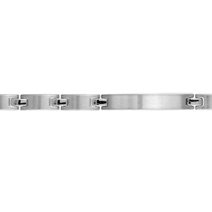 Bracelet en acier maillons lisses et plaque à graver – longuer 20cm + 1,5cm réglable par double fermoir