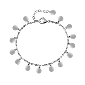 Bracelet en acier pampilles lisses 16+3cm