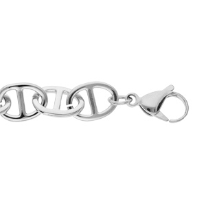 Bracelet en acier grosse maille marine 21,5cm