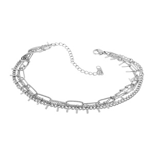 Bracelet en acier 3 rangs motifs différents longueur 15+3cm