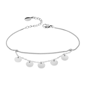 Bracelet en acier chaîne et chaînette avec pampilles 15+3cm