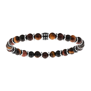 Bracelet extensible avec perles Oeil de tigre véritable diamètre 60mm