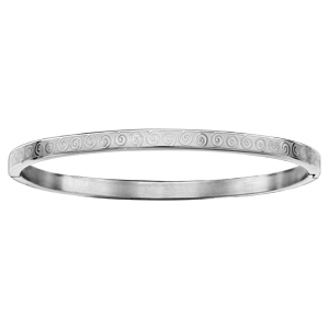 Bracelet jonc articulé en acier avec motifs spirales – diamètre 60mm