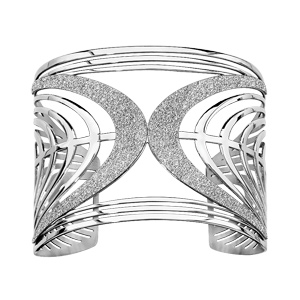 Bracelet en acier manchette formes géométriques arrondies lisses et glitter