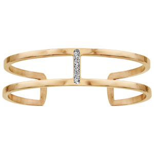 Bracelet en acier et PVD jaune manchette arcs lisses reliés avec glitter gris