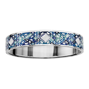 Bracelet Stella Mia articulé en acier motifs en dégradés de bleu et nacre blanche véritable – taille 62mm X 56mm