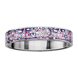 Bracelet Stella Mia articulé en acier et nacre blanche véritable avec motifs géométriques et dégradé de rose et violet – taille 62mm X 56mm