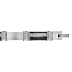 Bracelet en acier alternance de maillons lisses et maillons 1 moitié grises et l’autre en PVD noir – longueur 19cm + 1,5cm réglable par double fermoir
