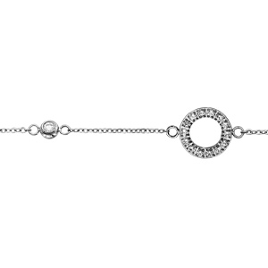 Bracelet en acier et empierrés chaîne avec cercle évidé et contour d'oxydes