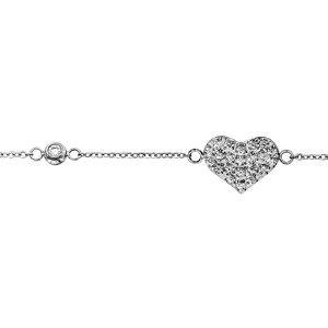 Bracelet en acier et empierrés chaîne avec cœur orné d’oxydes
