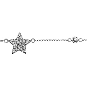 Bracelet en acier et empierrés chaîne avec étoile ornée d'oxydes