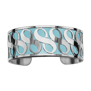 Bracelet en acier manchette symboles infini bleu ciel