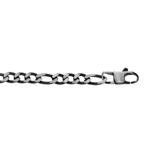 Bracelet en acier maille 1+3 largeur 4mm PVD brossé aspect patiné chanfrein noir longueur 19cm