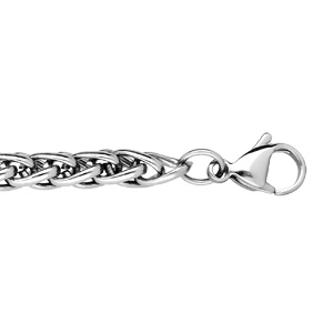Bracelet en acier maille palmier 6mm longeur 16,5+2,5cm