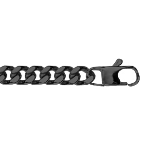 Bracelet en acier maille gourmette 8mm PVD noir 20,5cm
