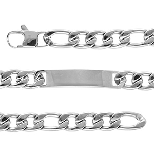 Gourmette en acier maille 1+3 largeur 9mm et longueur 21cm