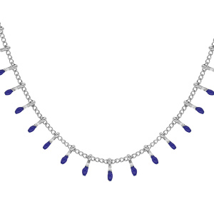 Collier en acier avec pampilles couleur bleue 40+5cm