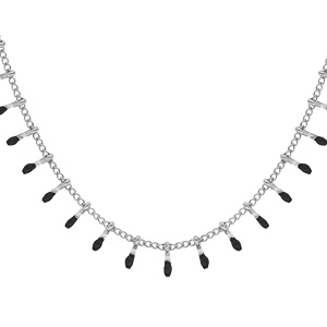 Collier en acier avec pampilles couleur noire 40+5cm