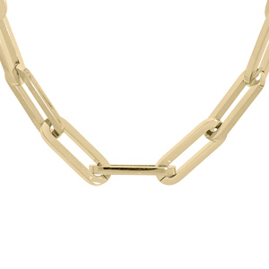 Collier en acier et PVD jaune grande maille rectangulaire 47+1cm