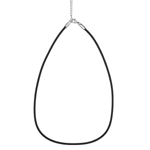 Cordon en caoutchouc et fermoir en acier – largeur 2,5cm et longueur 43cm + 4cm de rallonge