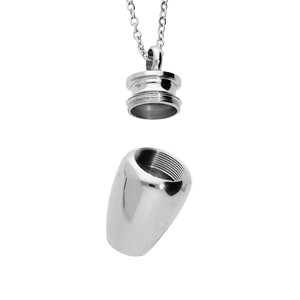 Collier en acier chaîne avec pendentif « porte poudre » pendentif urne 50+5cm