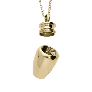 Collier en acier et PVD jaune chaîne avec pendentif « porte poudre » forme urne 50+5cm
