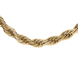 Collier en acier et PVD doré maille corde 4mm 45+5cm