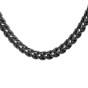Collier en acier et PVD noir mat maille franco carrée 4x4 longueur 55cm