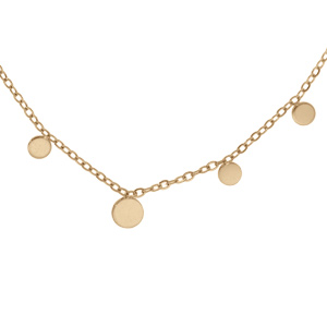 Collier en acier PVD doré pampilles pastilles lisses 39+4cm