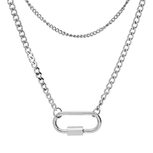 Collier en acier double rang avec mousqueton vissé 39+5cm