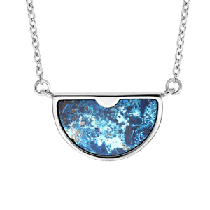 Collier en acier avec demi-cercle en pierre Chrysocolle 38+7cm