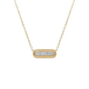 Collier acier doré motif rectangle avec strass réglable 40 à 45cm